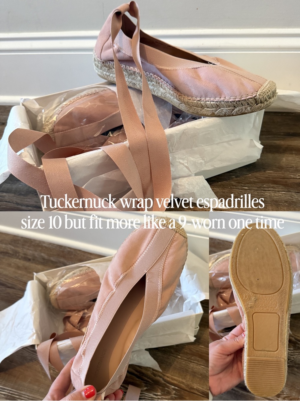 Tuckernuck Blush Pink Velvet Wrap Espadrilles